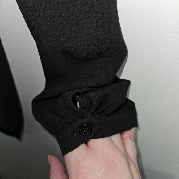 Bellatrix Black Dress Shirt White Lace Trim. Size XS Button Sleeve - Picture 4 of 6